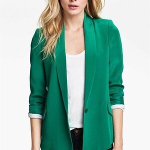 Truth and Pride Womens Silk Shawl Collar Blazer Jacket Green medium